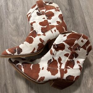 Cow print boots